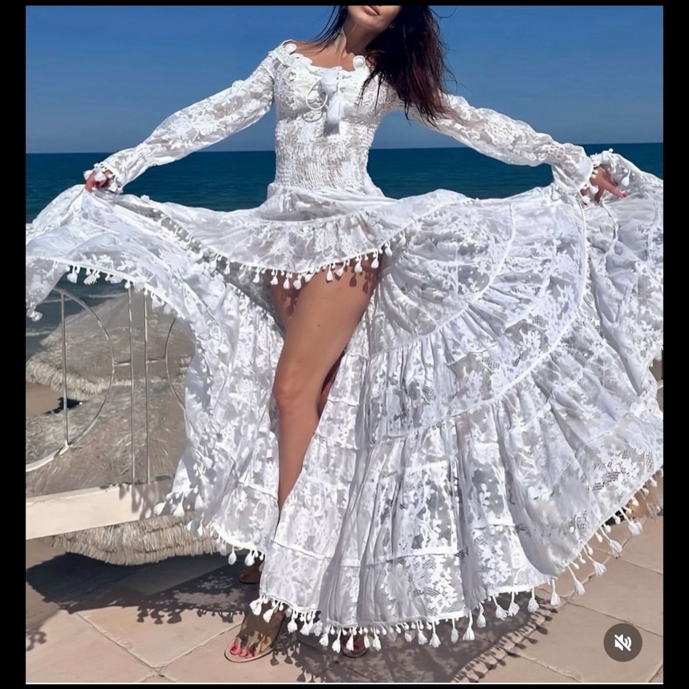 Antica Sartoria 2024 White Off Shoulder Long Back Short Front Dress Gorgeous Nwt
